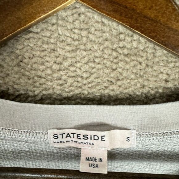 Stateside Sweatshirt Womens Small S Gray Crew Contrast Linen Sleeve French Terry - Picture 5 of 11